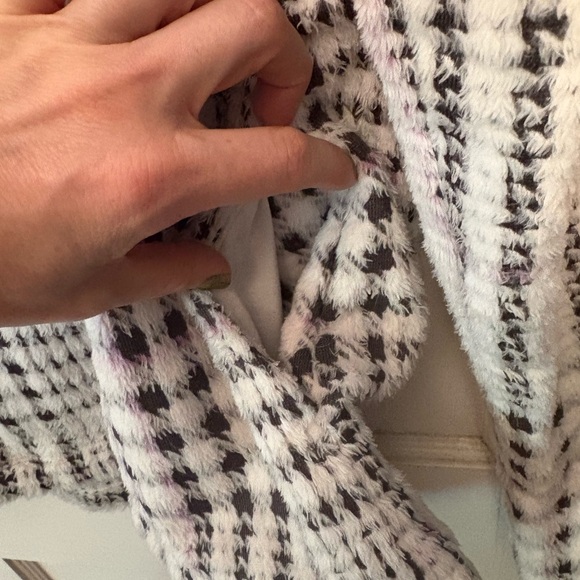 LOFT Checkered Cowl Neck Sweater - Black, White, and Pink - Picture 4 of 6